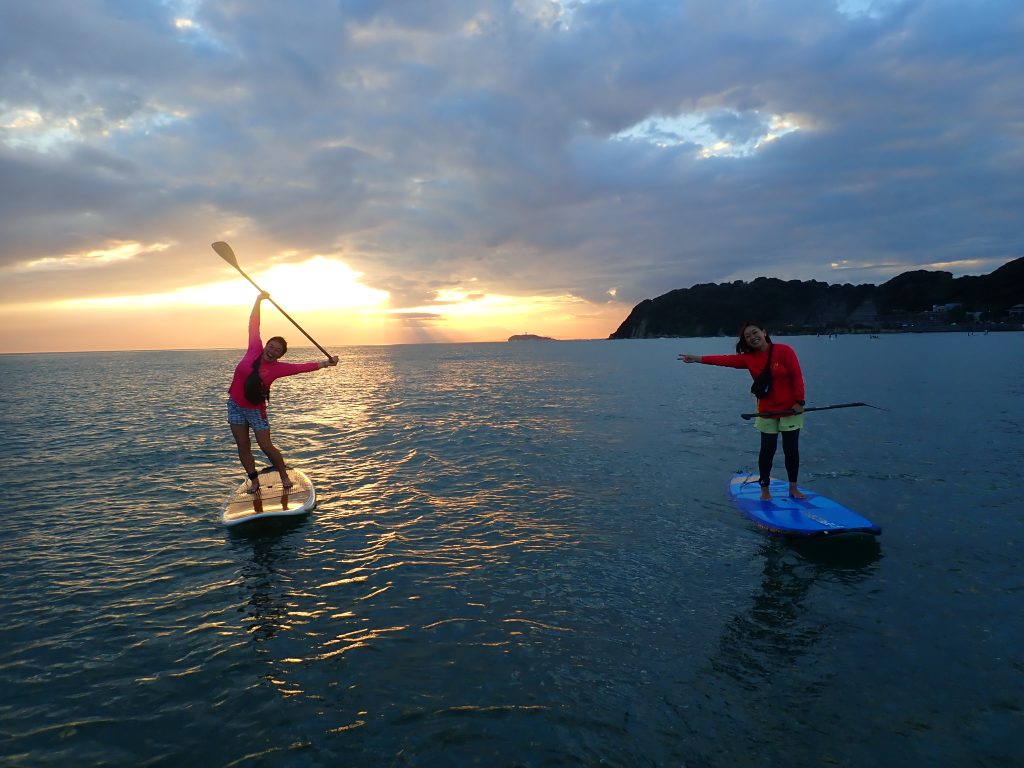 夕方サップスクールの風景逗子