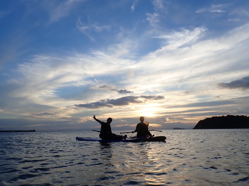 逗子海岸 サップ体験 夕方SUP
