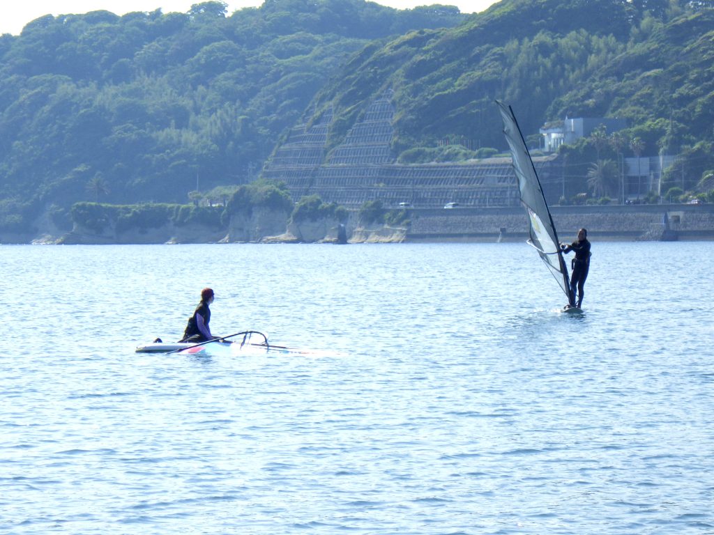 仲良く2人でウィンドサーフィン、逗子